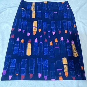 LuLaRoe Navy Lipstick Print Pencil Skirt